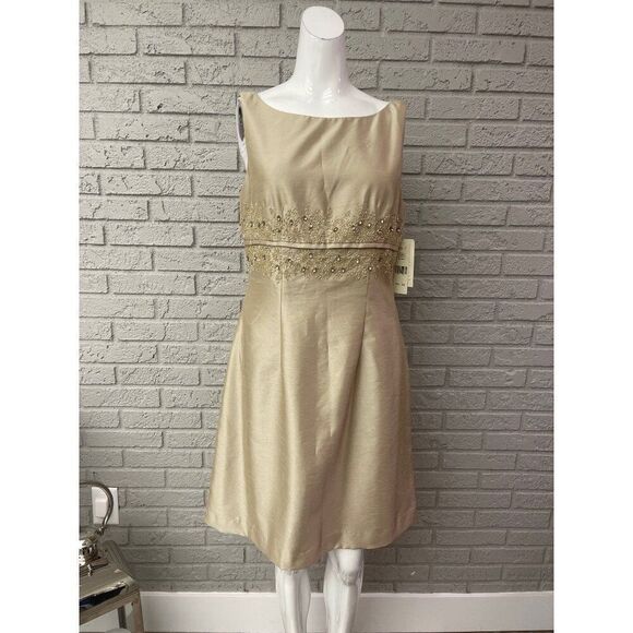 Eliza J Gold Women Sleeveless Beaded Embellished Cocktail Dress Size 10 - Picture 1 of 10